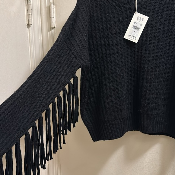 SPLENDID Britain Rib Fringe sweater | Medium | NWT| black - Picture 7 of 9
